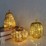 Boxtoday Battery Operated Halloween Pumpkin Lantern Glass Pumpkin Light Halloween Party Decoration LED Pumpkin Lamp Home Table Ornaments