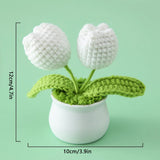 Boxtoday 1pc Handmade Woven Flower Potted Artificial Knitted Crochet Tulip Plant Ornaments DIY Material Kit Home Desktop Wedding Decor