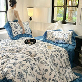 Boxtoday French Retro Light Luxury Washed Cotton Four Piece Set Bedroom Lace Duvet Set Single Bedding Set Dormitory Bed Linen