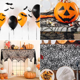 Boxtoday Halloween Decorations Tablecloth Runner Black Lace Round Spider Cobweb Table Cover Fireplace Mantel Scarf Spiderweb Fireplace