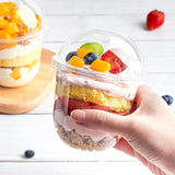 Boxtoday 50Pcs Disposable Cake Cups Clear Plastic No Hole Mousse Dessert Cup with Lid Party Supplies for Pudding Cold Drinks Fruits Cream