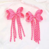 Boxtoday 2Pcs Christmas Hair Bow Clips For Women Girls Long Tassel Hairpins Solid Ribbon Red Hairgrips Headwear Hair Accessories