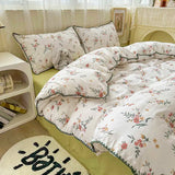 Boxtoday Pastoral Girls Flower Bedding Sets Soft Bed Linen Autumn Winter Quilt Cover Sheet and Pillowcases Simple Bedspread Home Textiles