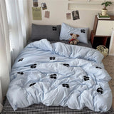 Boxtoday Ins Black Embroidery Bedding Sets Textiles Pink Duvet Cover Bed Flat Sheet Twin Full Queen Princess Bed Linen Girls Quilt Cover