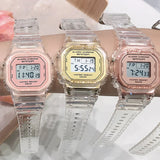 Boxtoday Transparent Digital Watch Square Women Watches Waterproof Sports Electronic Wrist Clock Watch Reloj Mujer Clocks Dropshipping