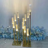 Boxtoday LED 8 Heads Metal Candelabra Candle Holders Acrylic Wedding Table Centerpiece Flower Stand Candle Holder Candelabrum Home Decor