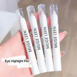 Boxtoday Glitter Highlighter Pen Pearlescent Lying Silkworm Pencil Waterproof Long-lasting Brightening Eyes Stick White Silver Eye Makeup