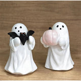 Boxtoday Halloween Ghost Ornament Creative Pumpkin Bat Cat Bow Style Resin Ornament Home Living Room Bedroom Office Desktop Decoration