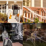 Boxtoday 1pc Halloween Elastic Spider Web with Spider Horror Haunted House Yard Scene Arrangement Halloween Faux Decorative Props 2024