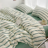 Boxtoday Green Stripe Series Printed Soft Bedding Set Duvet Cover Bedclothes Bedspread Pillowcases Flat Sheets Comforter Sets for Girls