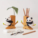 Boxtoday Big Panda Small Building Blocks, Educational Assembled Toys, Office Pen Holder Ornaments, DIY Gifts