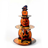 Boxtoday Halloween Cake Stand, Paper Three-Tier Dessert Tray, Halloween Cake Decoration Ornaments