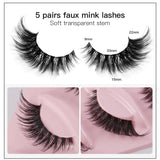 Boxtoday 5 Pairs Cat Eye Lashes Faux Mink Eyelashes Natural long Manga Lashes Winged End Eye Elongated Eyelashes Fake Lashes Makeup