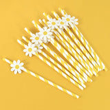 Boxtoday 10/20/30pcs Daisy Flower Paper Straws Disposable Drinking Straw for Daisy Birthday Party Wedding Decoration Supplies Baby Shower