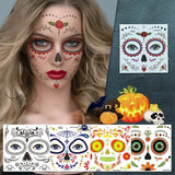 Boxtoday 1pcs Face Tattoo Sticker Day of The Dead Funny Halloween Temporary  Make Up Body Art Face Sticker for Festival Masquerad