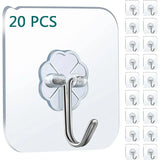 Boxtoday Self Adhesive Hooks Heavy Duty Wall Hooks Transparent Multi-Purpose Hooks Door Key Towel Wall Hook for Bathroom Kitchen Home