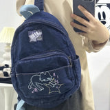 Boxtoday Gift Japanese Simple Kawaii Cat Backpack Denim Handbag Shoulder Bags Large Capacity Student Schoolbag Cute Women Backpack