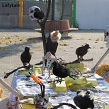 Boxtoday 18*10 cm Halloween Black Crow Model Simulation Fake Bird Animal Scary Toys For Halloween Party Home Decoration