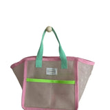 Boxtoday Pink Green Contrast Beach Bag Children's Toy Mesh Portable Storage Bag Outdoor Travel Swimming Toiletry Storage Bag Organizer