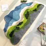 Boxtoday Super Soft Bedside Carpet Irregular Moss Pattern Anti-Slip Fluffy Bathroom Mats Absorbent Kitchen Floor Rug Shaggy Carpet Home