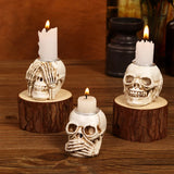 Boxtoday Halloween Skeleton Palm Candlestick Spooky Decoration Ornaments Resin Skull Halloween Gifts Candle Holders Decor for Table