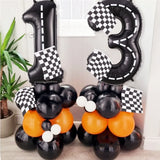 Boxtoday 44/47pcs Racing Car Black White Lattice Flag Number Foil Balloons Baby Shower Birthday Party  Family  Dinner Decoration Supplies