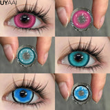 Boxtoday Cosplay Color Contact Lenses for Eyes Anime Red Lenses Cosmetics Black Colored Lenses Halloween White Large Diameter Lens