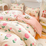 Boxtoday New Korean Style Bedding Set Kids Adults Twin Full Queen Size Bed Flat Sheet Duvet Cover Pillowcases Coffee Stripe Bed Linen