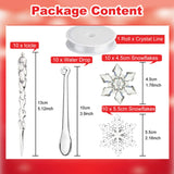 Boxtoday 40pcs Christmas Tree Pendant Ornaments Acrylic Crystal Snowflake Icicles Decoration Kit for Xmas Winter New Year Party Decor