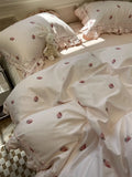 Boxtoday Romantic sweet pink strawberry beding set,twin full queen king fairyfair cotton home textile bed sheet pillow case quilt cover