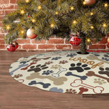 Boxtoday Dog Paw Prints Christmas Tree Skirt Xmas Supplies Large Tree Mats Christma Decorations Holiday Party for Indoor Outdoor