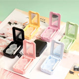 Boxtoday Color Contact Lens Case Simple Lens Case with Stick Combination Box Mirror Set