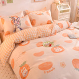 Boxtoday Ins Pink Strawberry Cute Cartoon Fruit Bedding Set Duvet Cover Soft Queen King Size Flat Bed Sheet Quilt Cover Pillowcase Kawaii