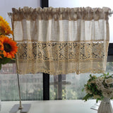 Boxtoday Retro Tassels Short Curtains For Kitchen Beige Cotton Linen Lace Half Tulle Curtain Wine Cabinet Door Christmas Decor Curtain