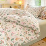 Boxtoday Fresh Botanical Floral Bedding Set for Kids and Adults, Leaves, Flower Duvet Cover, Pillowcases, Soft Washed Cotton, Home Textil