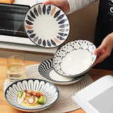 Boxtoday Japanese Style 8-inch Ceramic Dining Plate, Home High-end Kitchen Accessories, Tableware and Plates, Japanese Kitchen Deep Plate