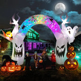 Boxtoday Halloween Inflatables,10FT Halloween Inflatable Colorful Pumpkin Ghost Decorations with Build-in LEDs, Halloween Inflatables