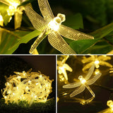 Boxtoday Solar Dragonfly String Lights Outdoor Fairy Lights with 8 Modes Waterproof Solar Powered for Patio Yard Christmas Decor 695