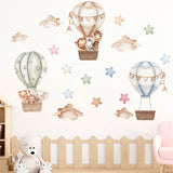 Boxtoday Watercolour Aniamls Hot Air Balloon Wall Stickers for Baby Nursery Room Decals Baby Girls Bears Cartoon Animals Kids Stickers