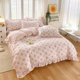 Boxtoday New Ruffles 100% Cotton Duvet Cover Set or Single Duvet Covers Floral Princess Style All Cotton Quilt Cover Queen Blanket Cover