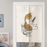 Boxtoday Cat Printed Japanese Door Curtain Living Room Bedroom Partition Cute Animal Curtains Drape Kitchen Entrance Hanging Half-Curtain