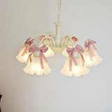 Boxtoday Sweet Princess Room Chandeliers Pink Bow Glass Lamps Modern Romantic Warm Children's Living Room Girl Bedroom Decor Chandelier