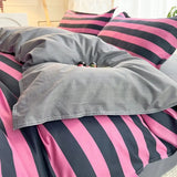 Boxtoday New Korean Style Bedding Set Kids Adults Twin Full Queen Size Bed Flat Sheet Duvet Cover Pillowcases Coffee Stripe Bed Linen