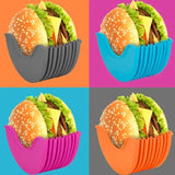 Boxtoday 4pcs Silicone Hamburger Holders Retractable Burger Clip Sandwich Hamburger Fixed Box Pancake Holders Kitchen Specialty Tools