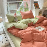 Boxtoday Mashup Color Washed Cotton Bedding Set with Pillowcase bed sheet Single Full Bed Linen Orange Duvet Cover Queen/King Double Bed