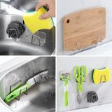 Boxtoday 1-6pcs Kitchen Stainless Steel Sink Sponges Holder Self Adhesive Drain Drying Rack Shelf Household Wall Hooks Storage Organizer