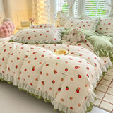 Boxtoday Luxury Romantic Bedding Set Girls Flower Princess Ruffles Duvet Cover Sheet Pillowcase Single Queen Size Home Decor Bed Linen