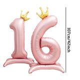 Boxtoday 42inch Crown Decor Pink Aluminum Foil Digital Balloon Number Balloon For Birthday Party Decoration Supplies Girls Birthday Favor