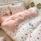 Boxtoday Korean Retro Floral Bedding Set 100% Washed Cotton Bed Sheets Set Soft Duvet Cover Bed Linen Pillowcase Single Double Queen King