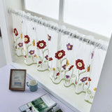 Boxtoday Short Curtain 1 Sheet Practical Soft Texture Polyester Decorative Flower Embroidered Window Sheer Household Supplies